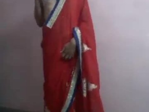 Hot sexy woman red saree